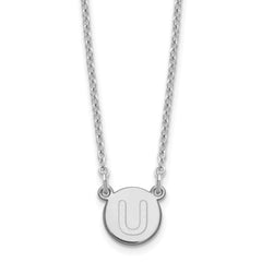 Sterling Silver Rhodium-plated Tiny Circle Block Letter U Initial Necklace XNA722SS_U