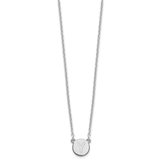 Sterling Silver Rhodium-plated Tiny Circle Block Letter Y Initial Necklace XNA722SS_Y