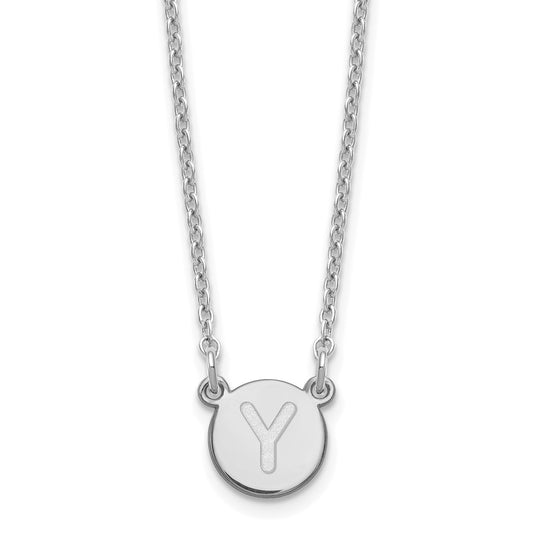 Sterling Silver Rhodium-plated Tiny Circle Block Letter Y Initial Necklace XNA722SS_Y
