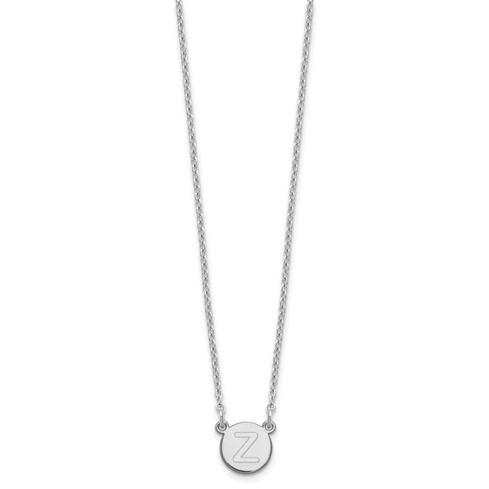 Sterling Silver Rhodium-plated Tiny Circle Block Initial Letter Z Necklace XNA722SS_Z