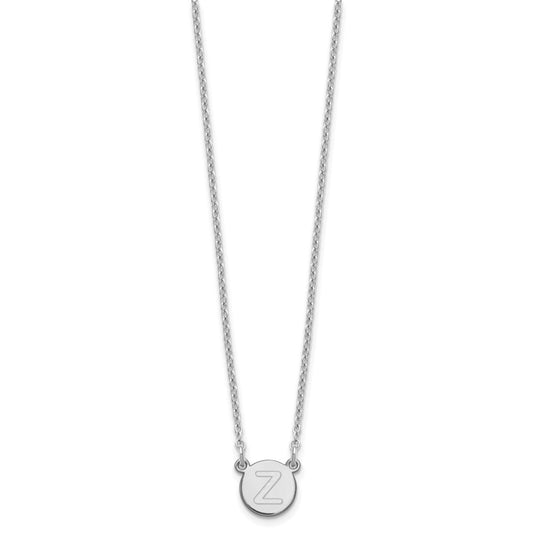 Sterling Silver Rhodium-plated Tiny Circle Block Initial Letter Z Necklace XNA722SS_Z