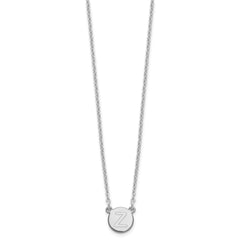 Sterling Silver Rhodium-plated Tiny Circle Block Initial Letter Z Necklace XNA722SS_Z