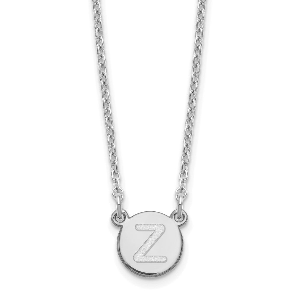 Sterling Silver Rhodium-plated Tiny Circle Block Initial Letter Z Necklace XNA722SS_Z