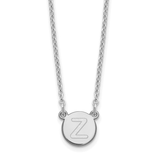 Sterling Silver Rhodium-plated Tiny Circle Block Initial Letter Z Necklace XNA722SS_Z