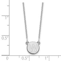 Sterling Silver Rhodium-plated Tiny Circle Block Letter W Initial Necklace XNA722W_W