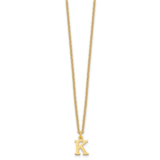 Sterling Silver Gold-plated Cutout Letter K Initial Necklace XNA727GP_K