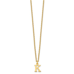 Sterling Silver Gold-plated Cutout Letter K Initial Necklace XNA727GP_K