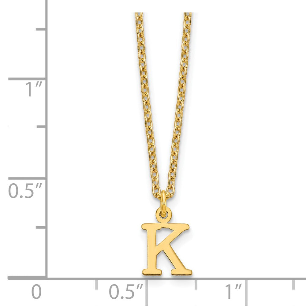 Sterling Silver Gold-plated Cutout Letter K Initial Necklace XNA727GP_K