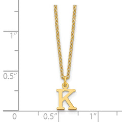 Sterling Silver Gold-plated Cutout Letter K Initial Necklace XNA727GP_K