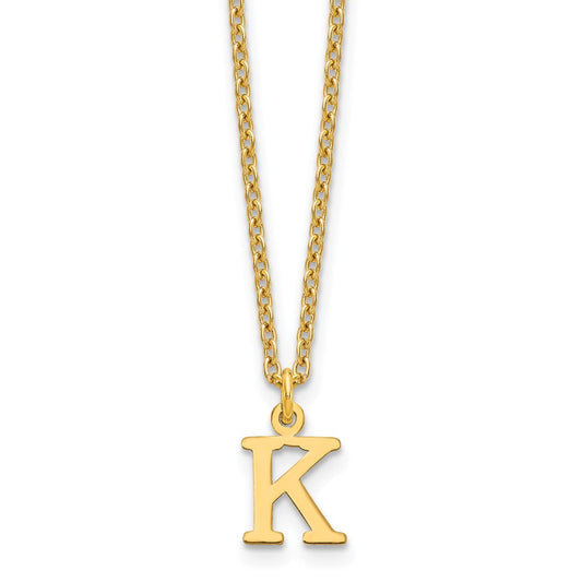 Sterling Silver Gold-plated Cutout Letter K Initial Necklace XNA727GP_K