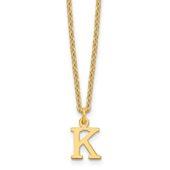 Sterling Silver Gold-plated Cutout Letter K Initial Necklace XNA727GP_K