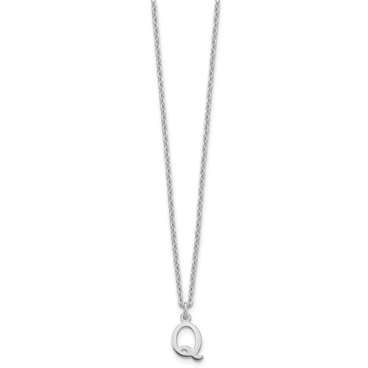 Sterling Silver Rhodium-plated Cutout Letter Q Initial Necklace XNA727SS_Q