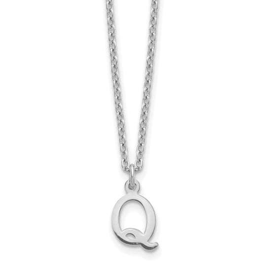 Sterling Silver Rhodium-plated Cutout Letter Q Initial Necklace XNA727SS_Q