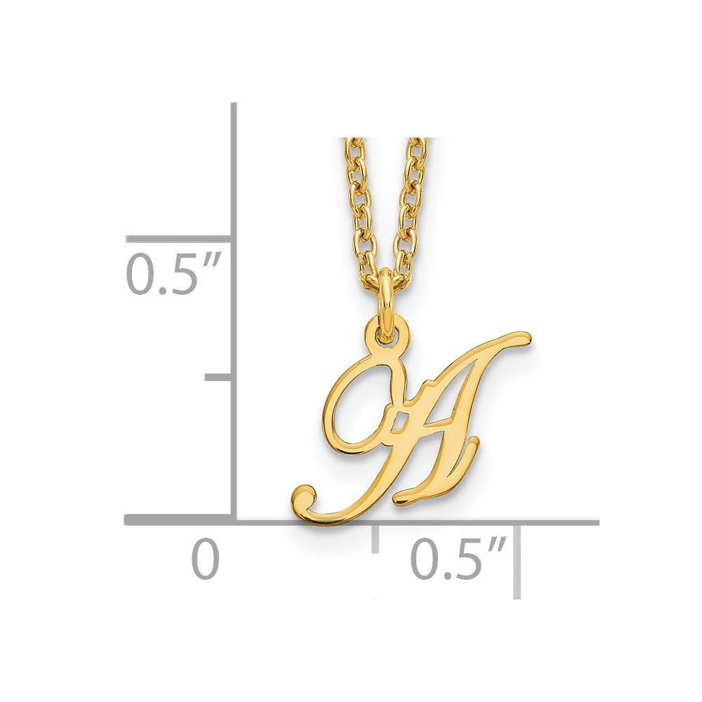 Sterling Silver Gold-plated Letter A Initial Necklace XNA756GP_A