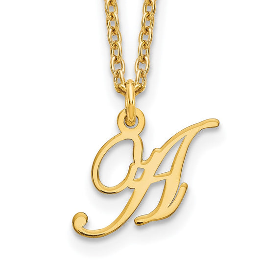 Sterling Silver Gold-plated Letter A Initial Necklace XNA756GP_A