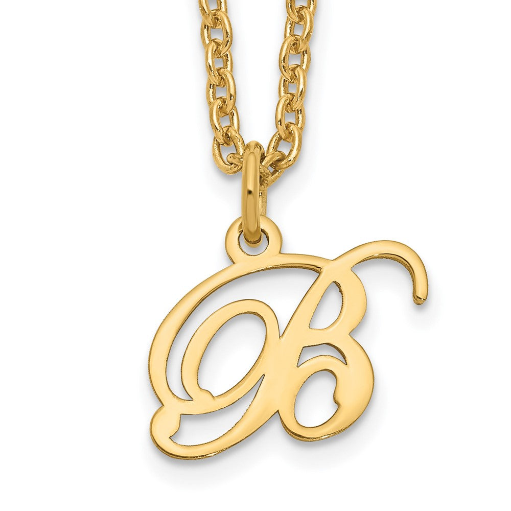 Sterling Silver Gold-plated Letter B Initial Necklace XNA756GP_B