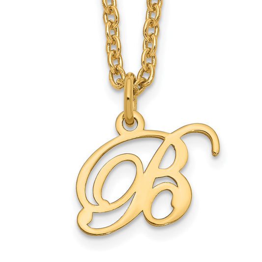 Sterling Silver Gold-plated Letter B Initial Necklace XNA756GP_B