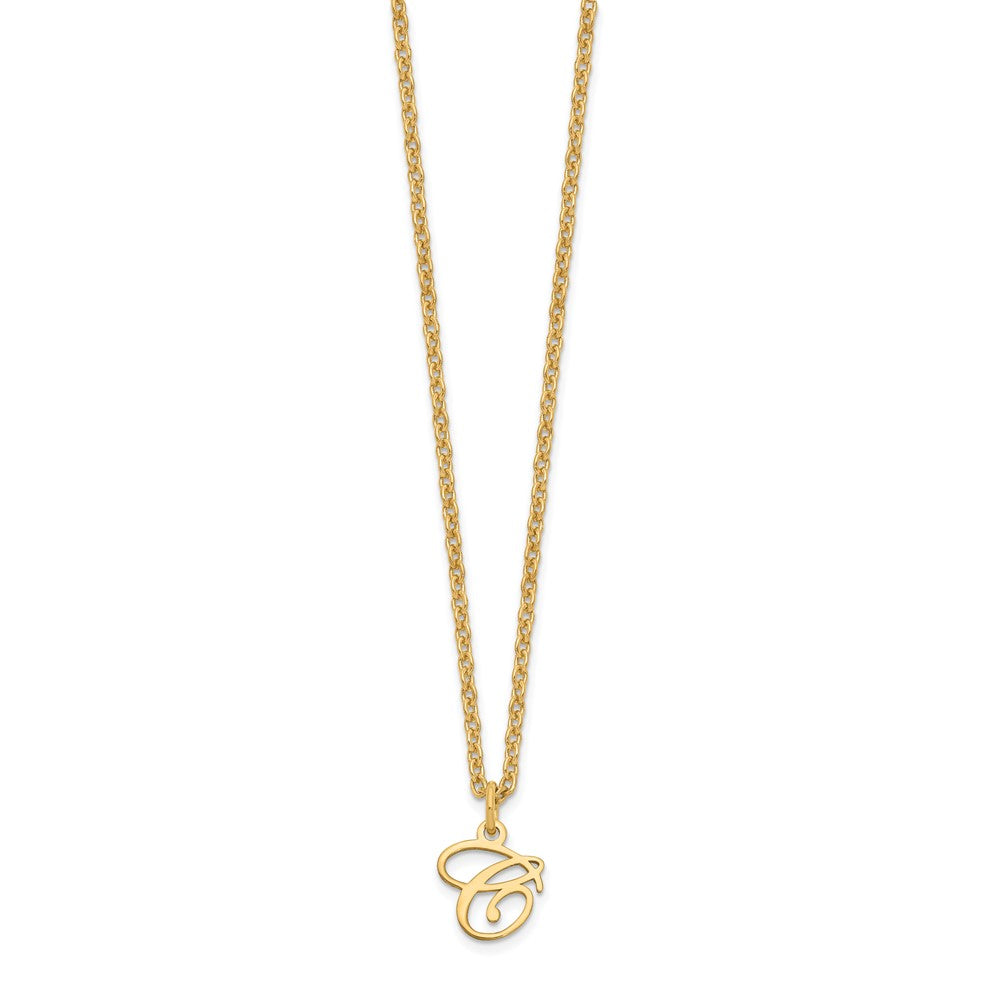 Sterling Silver Gold-plated Letter C Initial Necklace XNA756GP_C