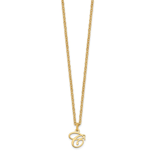 Sterling Silver Gold-plated Letter C Initial Necklace XNA756GP_C
