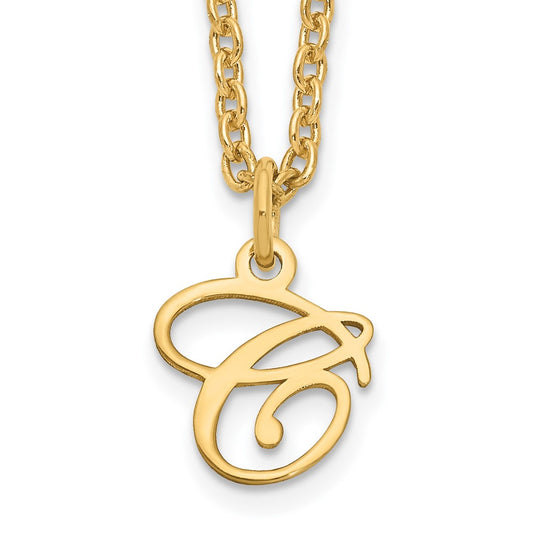 Sterling Silver Gold-plated Letter C Initial Necklace XNA756GP_C