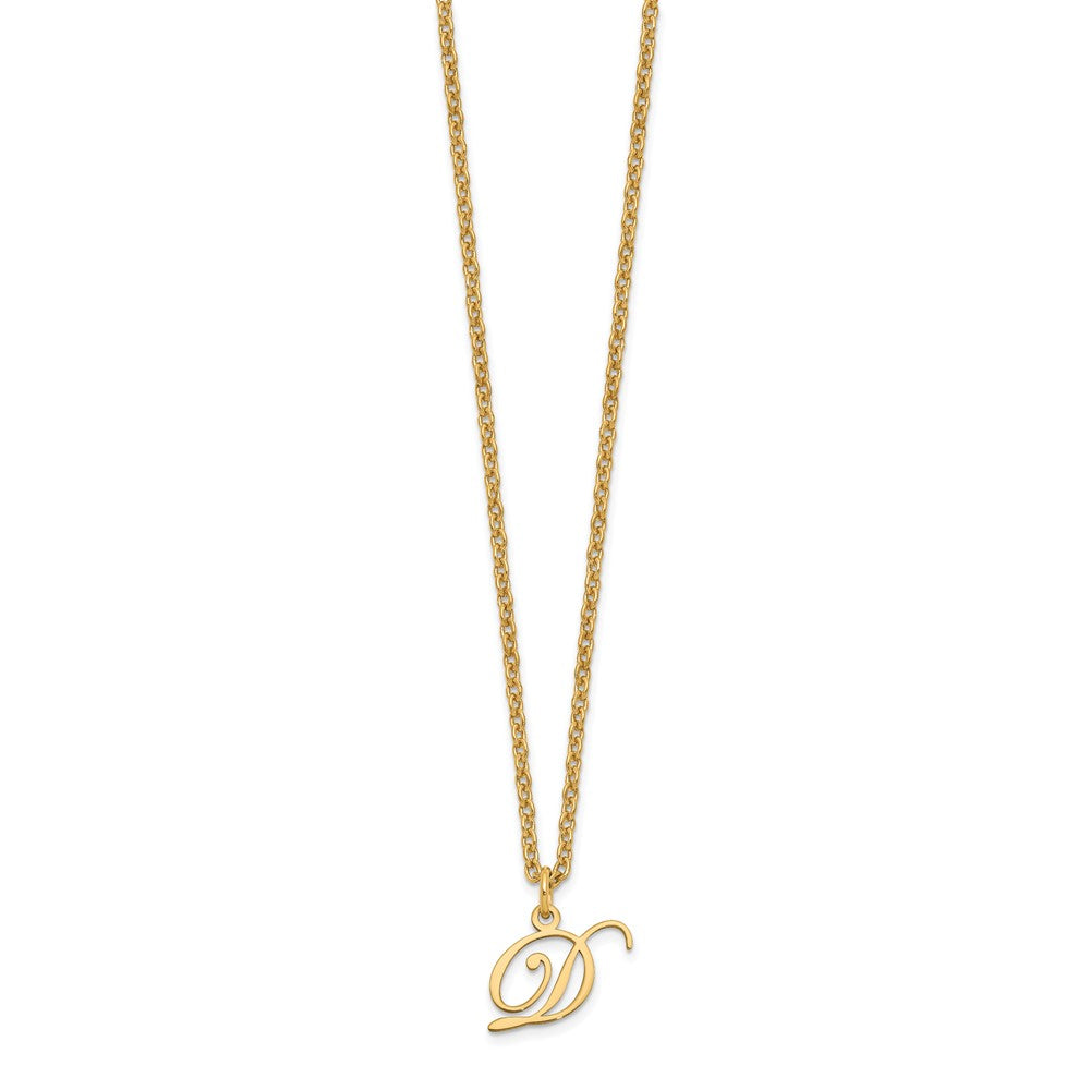 Sterling Silver Gold-plated Letter D Initial Necklace XNA756GP_D