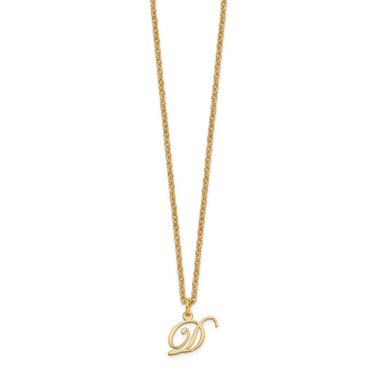 Sterling Silver Gold-plated Letter D Initial Necklace XNA756GP_D