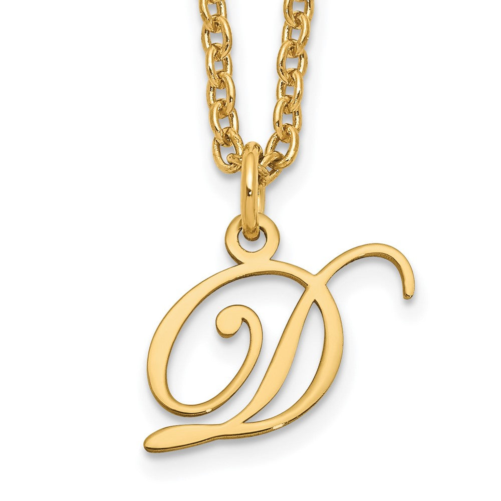 Sterling Silver Gold-plated Letter D Initial Necklace XNA756GP_D