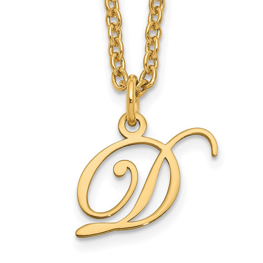 Sterling Silver Gold-plated Letter D Initial Necklace XNA756GP_D