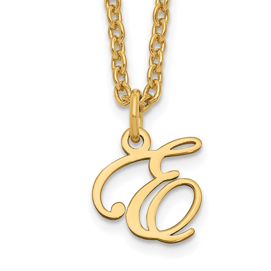 Sterling Silver Gold-plated Letter E Initial Necklace XNA756GP_E