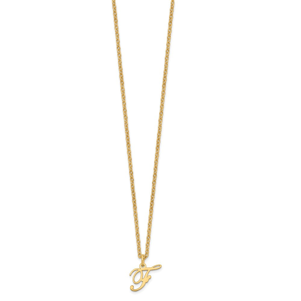 Sterling Silver Gold-plated Letter F Initial Necklace XNA756GP_F