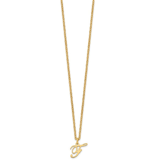 Sterling Silver Gold-plated Letter F Initial Necklace XNA756GP_F