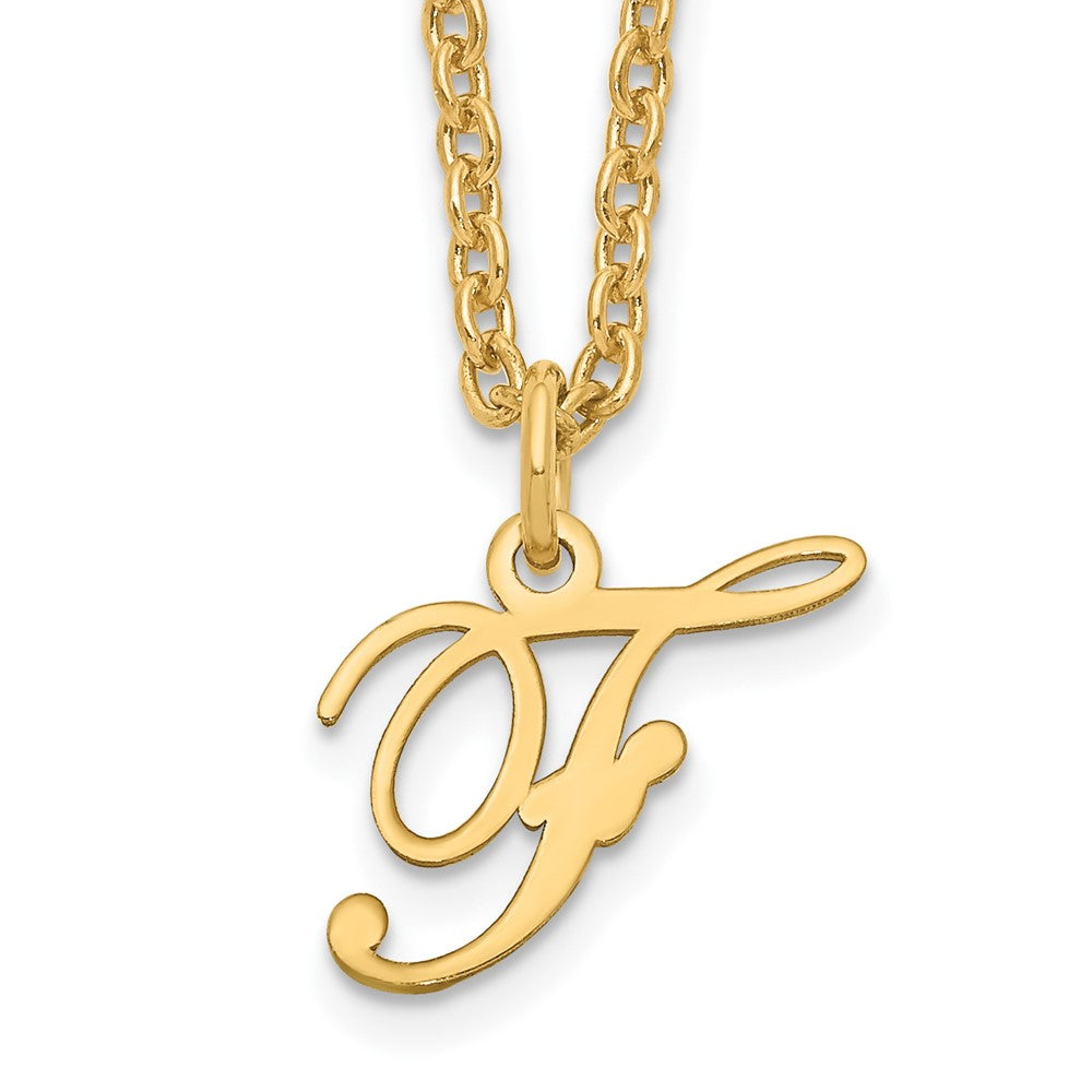 Sterling Silver Gold-plated Letter F Initial Necklace XNA756GP_F