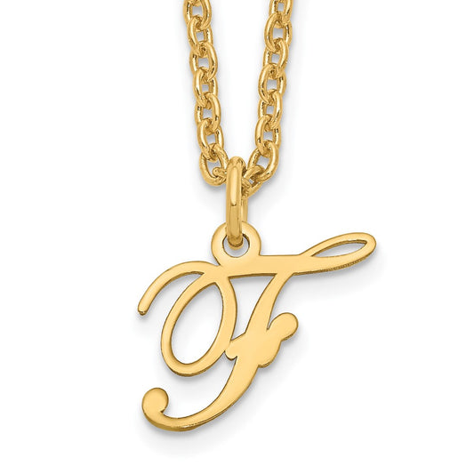 Sterling Silver Gold-plated Letter F Initial Necklace XNA756GP_F