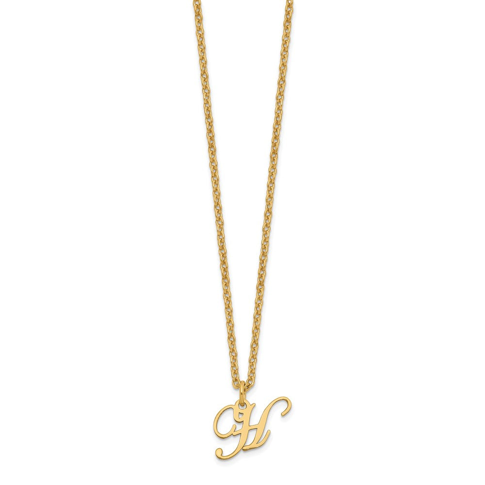 Sterling Silver Gold-plated Letter H Initial Necklace XNA756GP_H