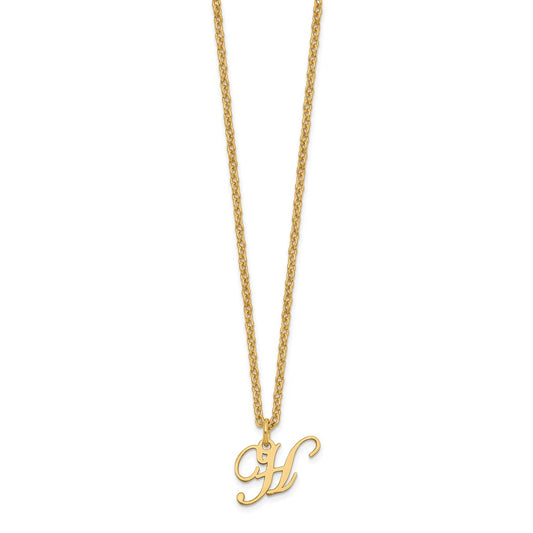 Sterling Silver Gold-plated Letter H Initial Necklace XNA756GP_H