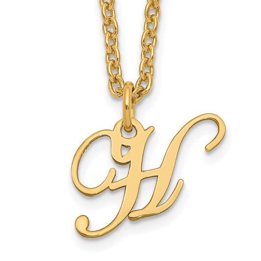 Sterling Silver Gold-plated Letter H Initial Necklace XNA756GP_H