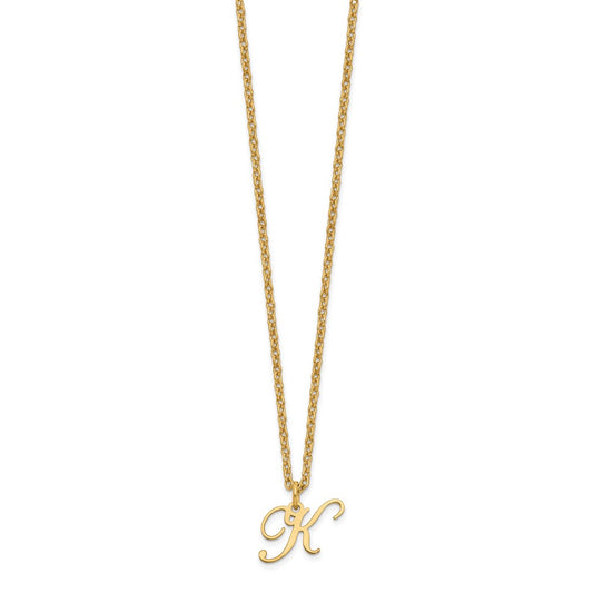 Sterling Silver Gold-plated Letter K Initial Necklace XNA756GP_K