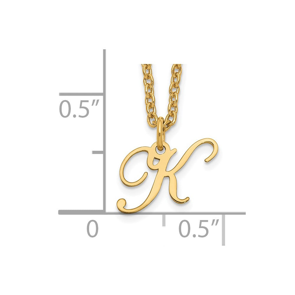 Sterling Silver Gold-plated Letter K Initial Necklace XNA756GP_K