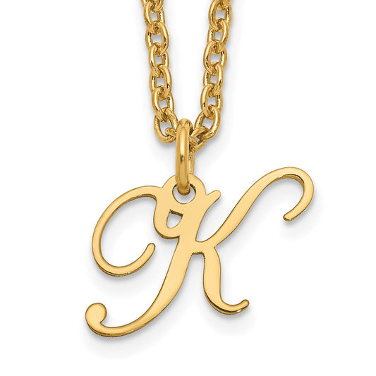 Sterling Silver Gold-plated Letter K Initial Necklace XNA756GP_K
