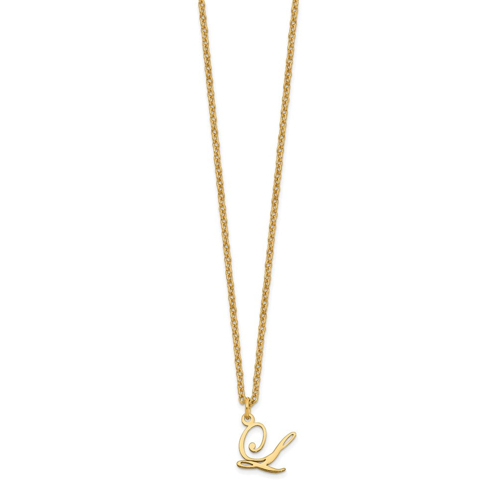 Sterling Silver Gold-plated Letter L Initial Necklace XNA756GP_L