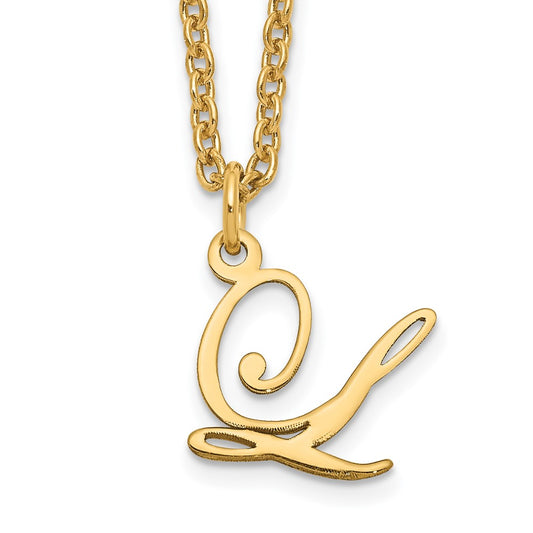 Sterling Silver Gold-plated Letter L Initial Necklace XNA756GP_L