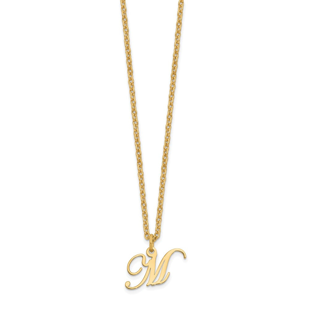 Sterling Silver Gold-plated Letter M Initial Necklace XNA756GP_M