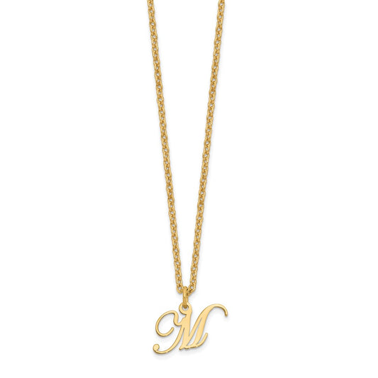 Sterling Silver Gold-plated Letter M Initial Necklace XNA756GP_M