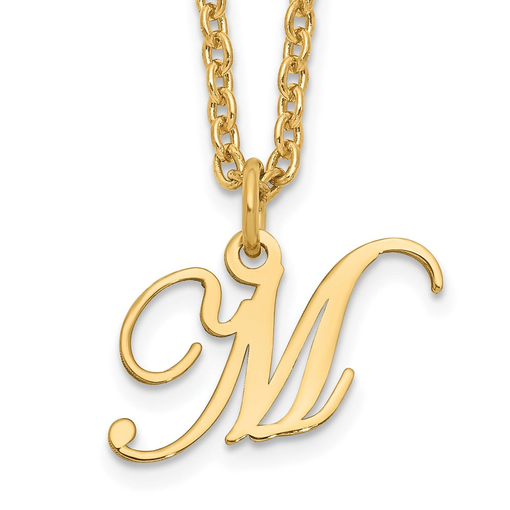 Sterling Silver Gold-plated Letter M Initial Necklace XNA756GP_M