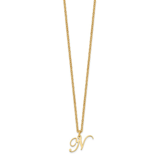 Sterling Silver Gold-plated Letter N Initial Necklace XNA756GP_N