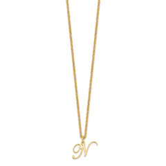 Sterling Silver Gold-plated Letter N Initial Necklace XNA756GP_N