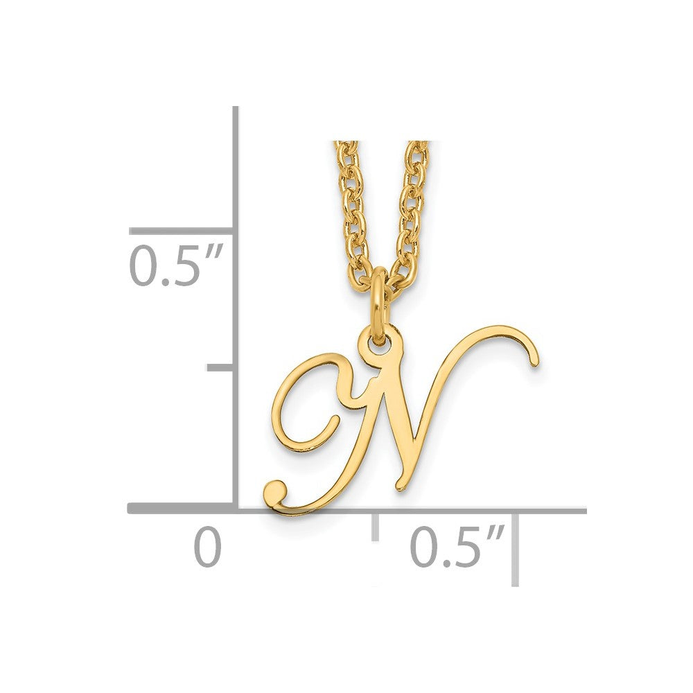 Sterling Silver Gold-plated Letter N Initial Necklace XNA756GP_N