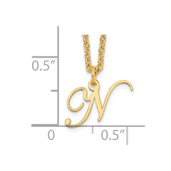 Sterling Silver Gold-plated Letter N Initial Necklace XNA756GP_N