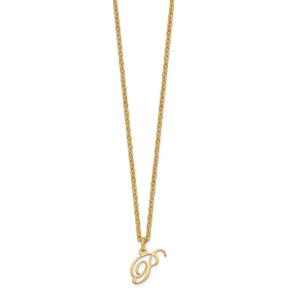 Sterling Silver Gold-plated Letter P Initial Necklace XNA756GP_P