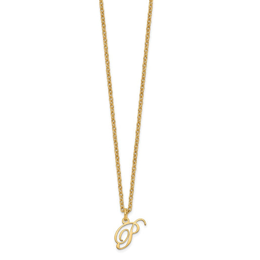 Sterling Silver Gold-plated Letter P Initial Necklace XNA756GP_P